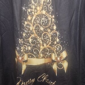 Festive Black and Gold Christmas Tree Shirt